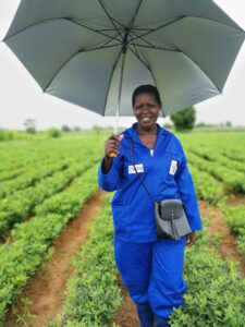 Group Village Mwansambo CLC Member Rose Zuze participates in a boundary walk during the land documentation process in her community. 
