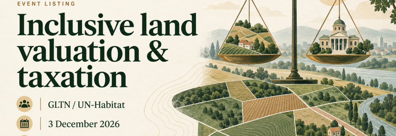 Event card for GLTN's inclusive land valuation and taxation webinar on 3 December 2026